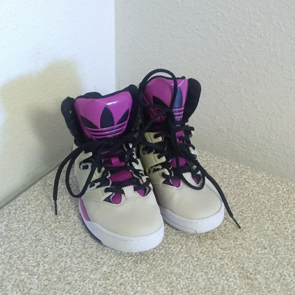 adidas Women's High Top Sneakers in Cream, Pink, Black